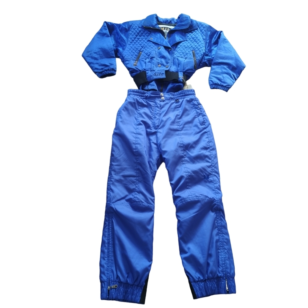 Vintage 80s 90s Ski Suit Jacket & Pants Snow Set Size 12/14 NILS Couloir